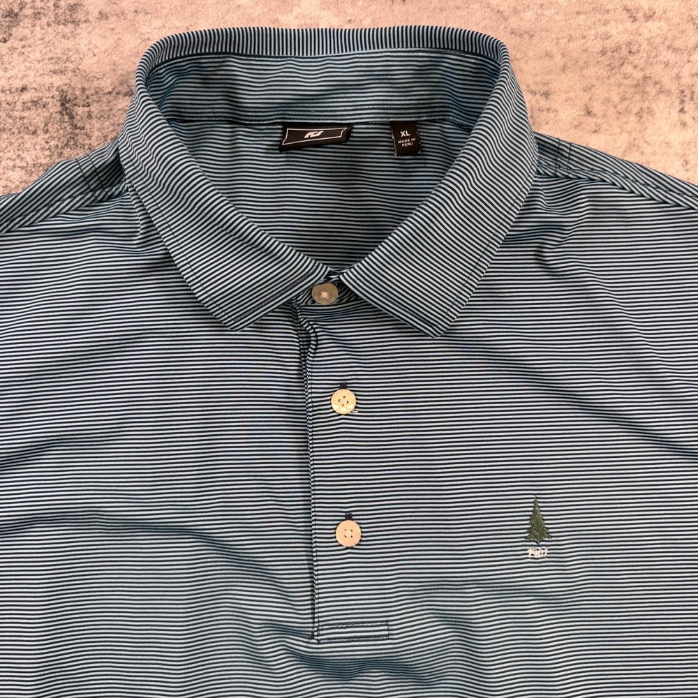 FootJoy Polo Shirt Mens XL Blue Striped Golf Performance Stretch Travel FJ